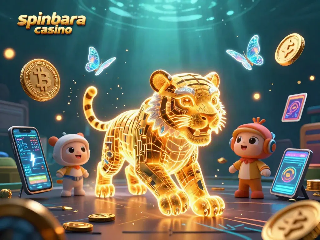 Experience thrilling gameplay at spinbara casino in a vibrant 3D digital casino landscape.