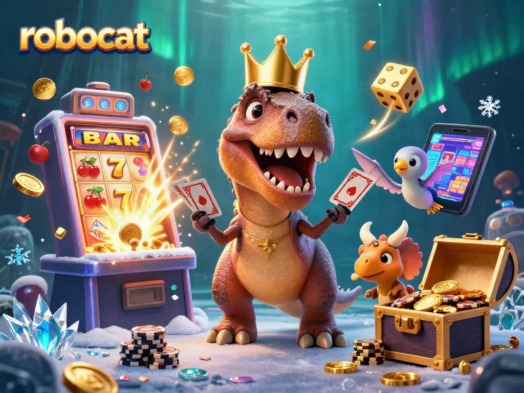 Experience thrilling games at Robocat Casino with vibrant characters and dynamic gambling scenes.